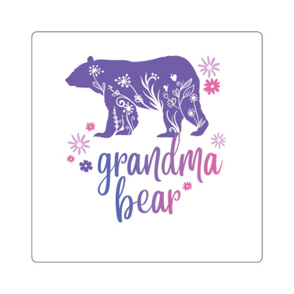 Grandma Bear Floral Square Sticker