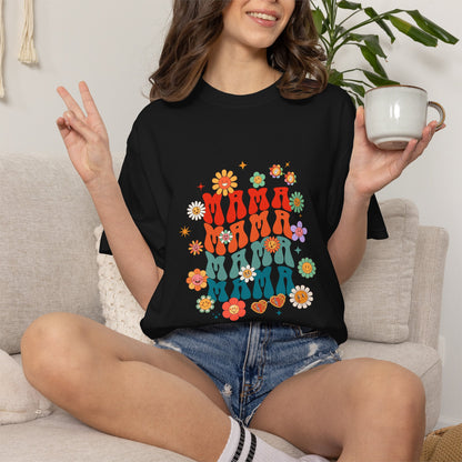 Mama Vibes Floral Retro T-Shirt